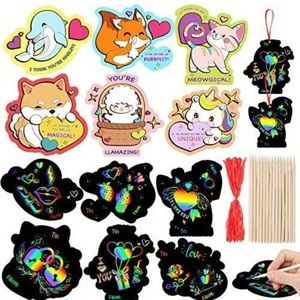 Valentine  Scratch Paper Craft Diy Ornaments 48pack